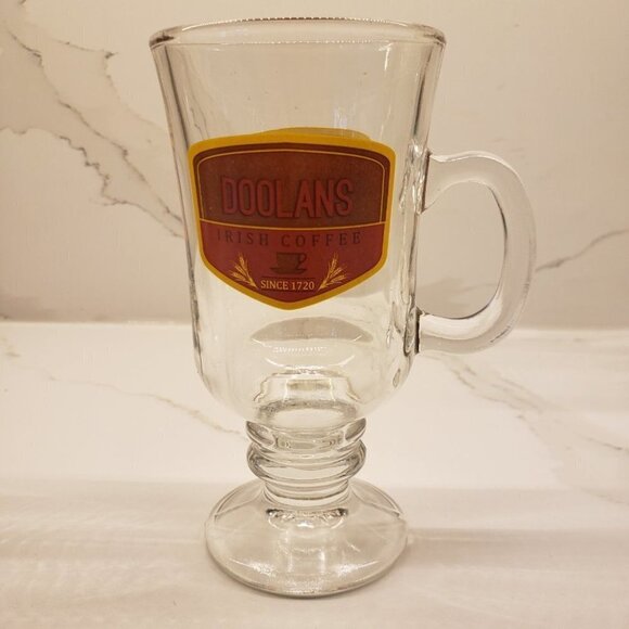 SET of 5 Irish Coffee Clear Glasses with logo Handle 2" Stem - Picture 5 of 14